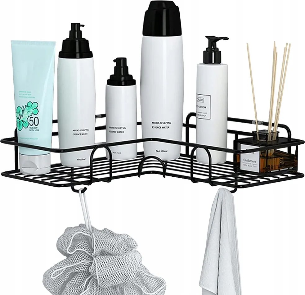 Fürdőszoba polc fürdőszoba zuhany sarok loft akasztós akasztó fekete