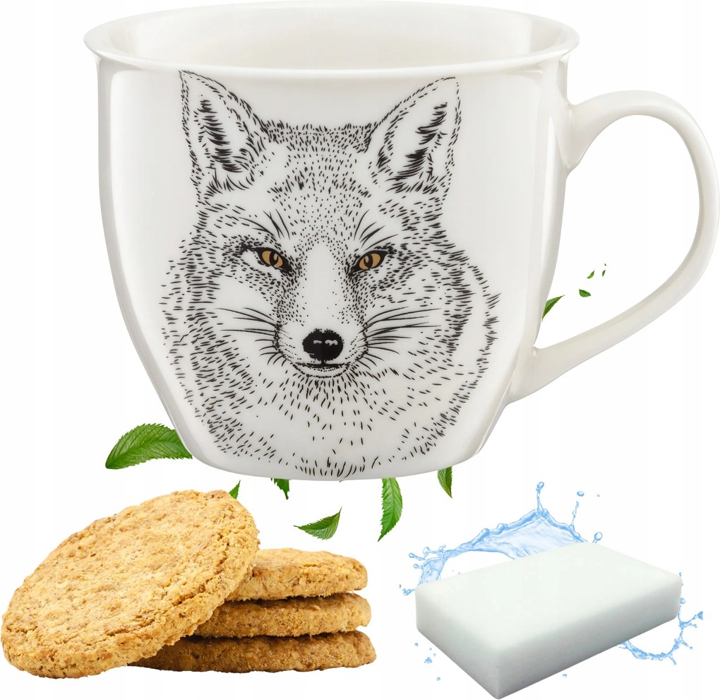 Kávés Bögre Tea Kakaó Nagy Róka Állatok Porcelán 550 ML Ajándék