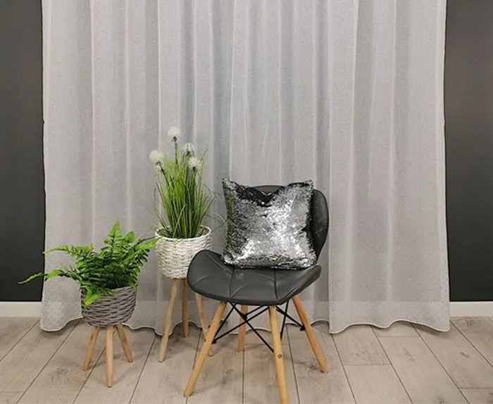 Függöny Lilian ezüst pöttyök szalagon 300x250