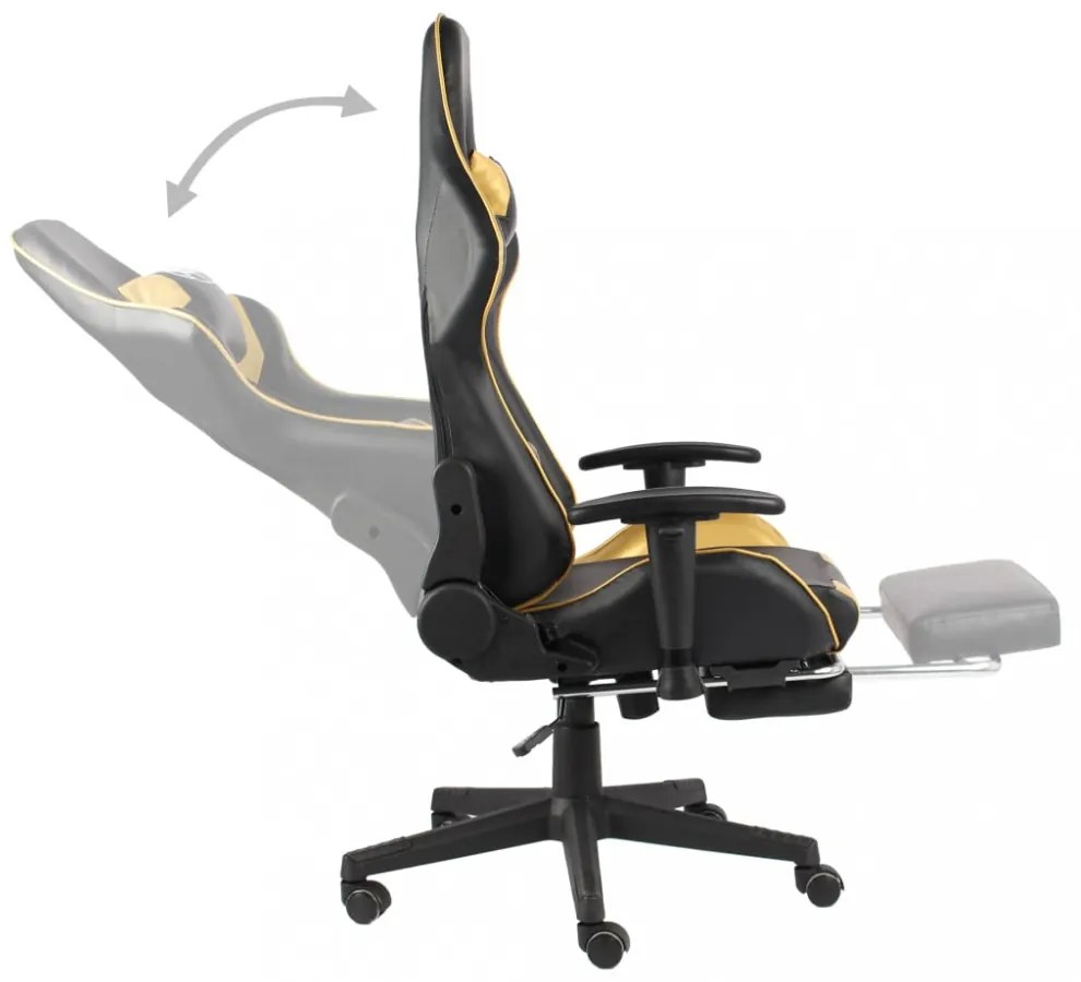 aranyszínű PVC forgó gamer szék lábtartóval