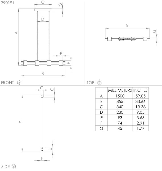 Eglo 390191 - Csillár zsinóron LEVANTARA 4xE27/40W/230V fekete/barna