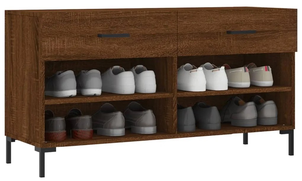 vidaXL barna tölgy színű szerelt fa cipőpolc 102x35x55 cm