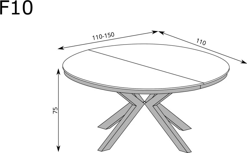 Aldabra Fonti F-10 modern kinyitható asztal (110-150 cm), karamell tölgy