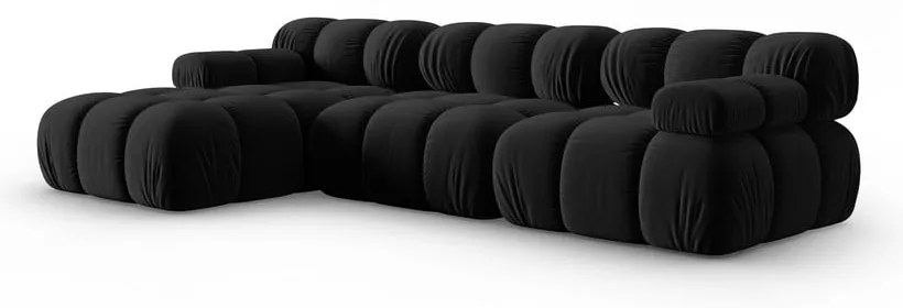 Fekete bársony kanapé 285 cm Bellis – Micadoni Home