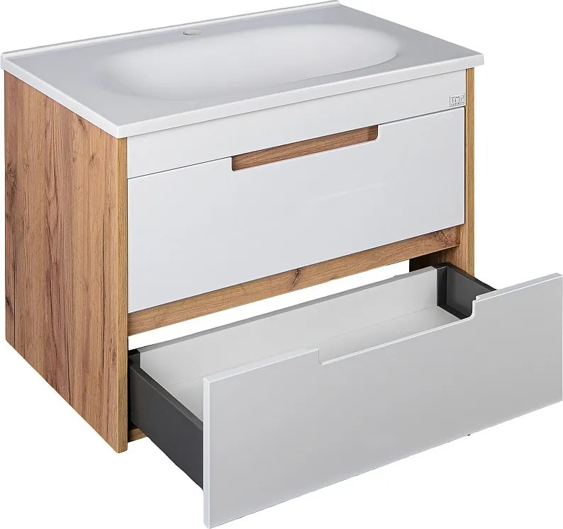 TMP GOLDY 75 fali fürdőszobabútor - öntött műmárvány mosdóval - 75 x 50 x 51 cm