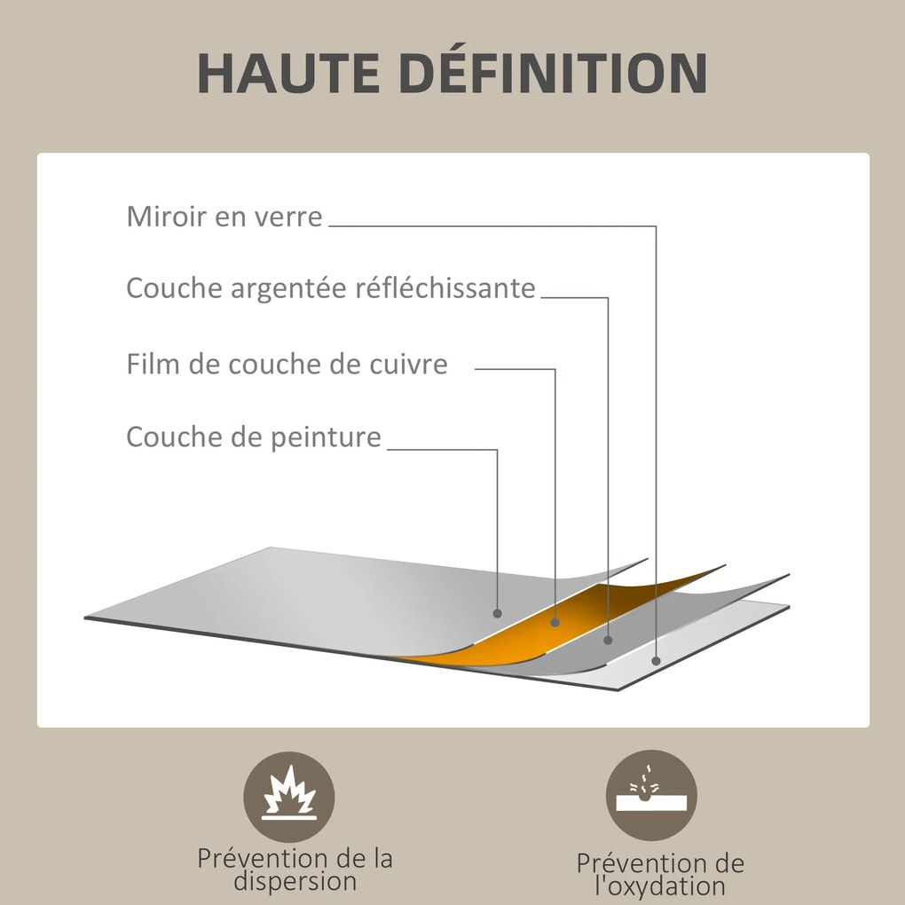 HOMCOM Téglalap alakú Fali Tükör 60 x 40 cm, Fekete Fa Keret, Ideális Fürdőszobába, Nappaliba vagy Hálószobába | Aosom