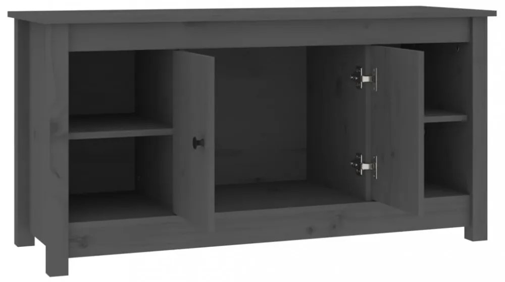 szürke tömör fenyőfa TV-szekrény 103 x 36,5 x 52 cm
