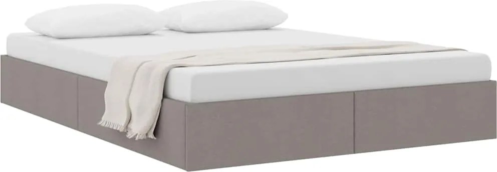 vidaXL Tárolós Ágy fejtámlával tárolóval Tópszínű 140 x 190 cm szövet