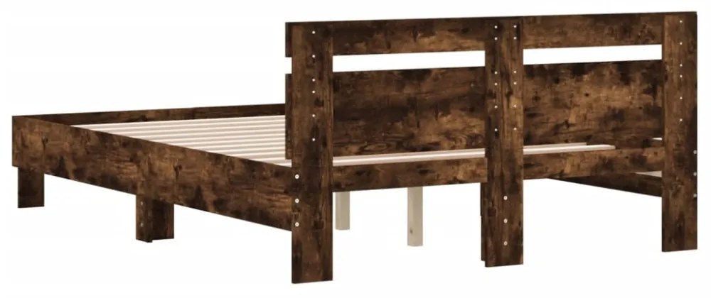 füstös tölgy színű szerelt fa ágykeret fejtámlával 120x200 cm