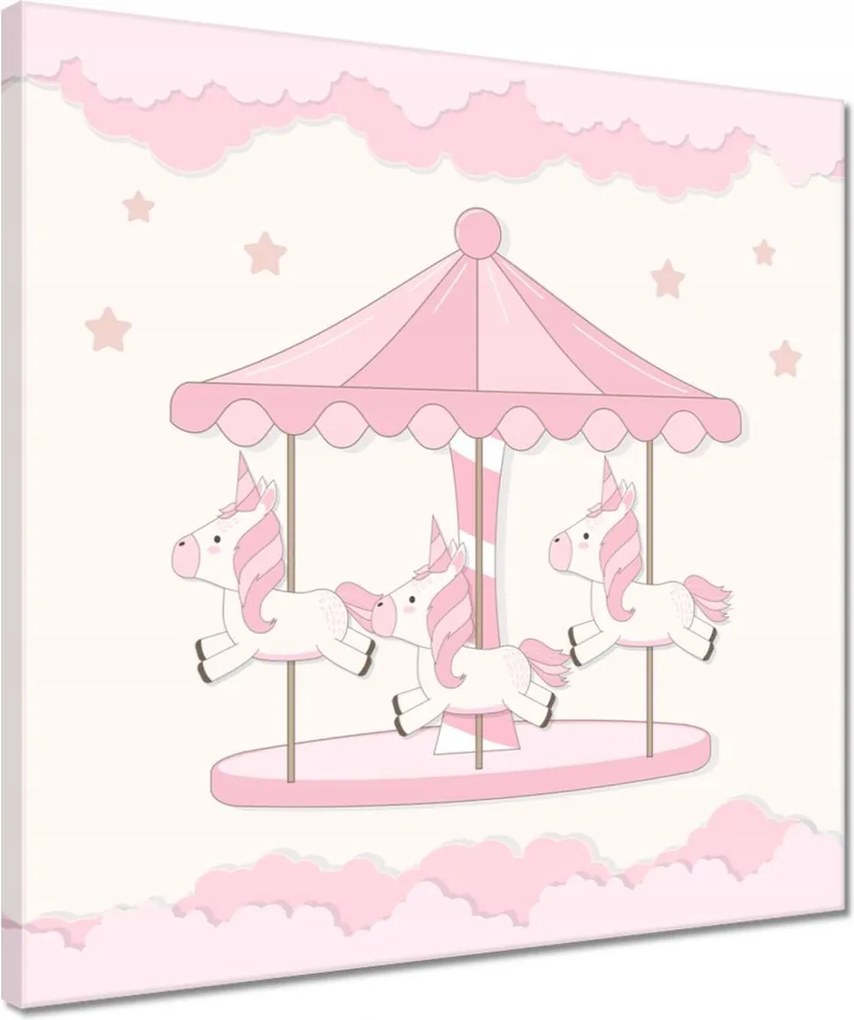 Vászonkép 40x40 Rózsaszín unikornisok a körhintán