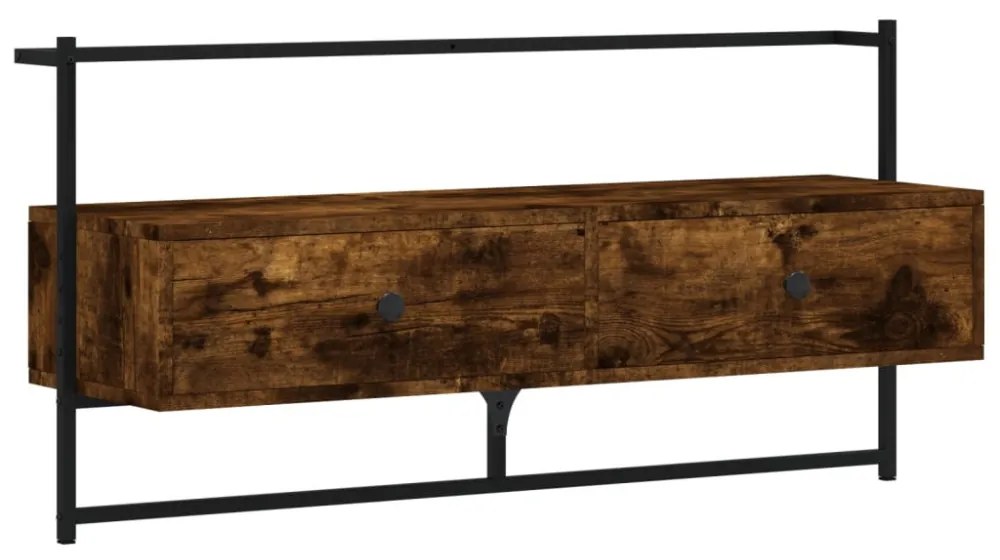 füstös tölgy színű szerelt fa fali TV szekrény 100,5x30x51 cm