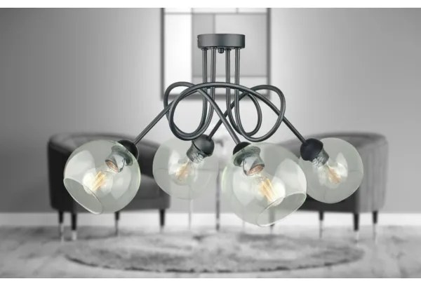 Felületre szerelhető csillár EVIE 4xE27/60W/230V antracit/átlátszó