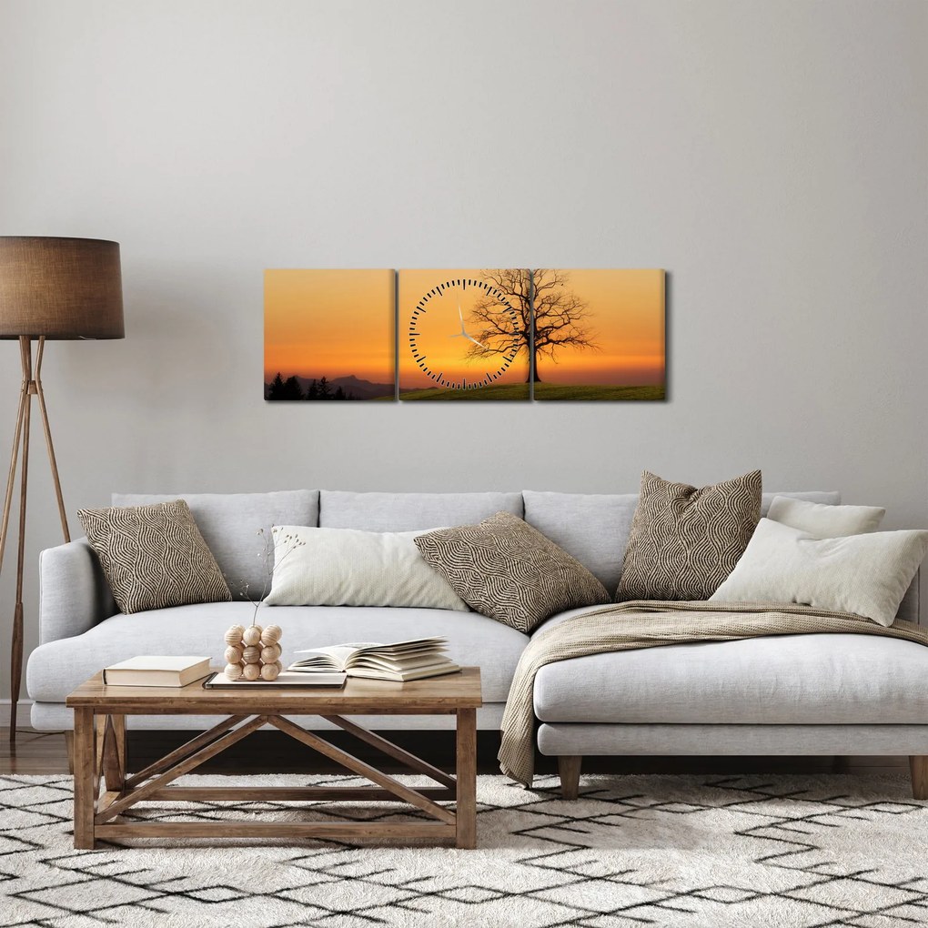 Naplemente a réten képe (órával) (90x30 cm)