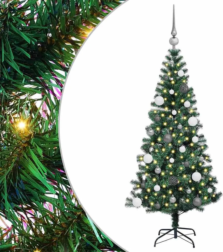 vidaXL Mesterséges, előre világított karácsonyi fa Zöld 150 cm