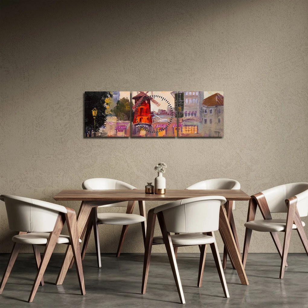 Kép - Moulin rouge, Párizs, Franciaország (órával) (90x30 cm)