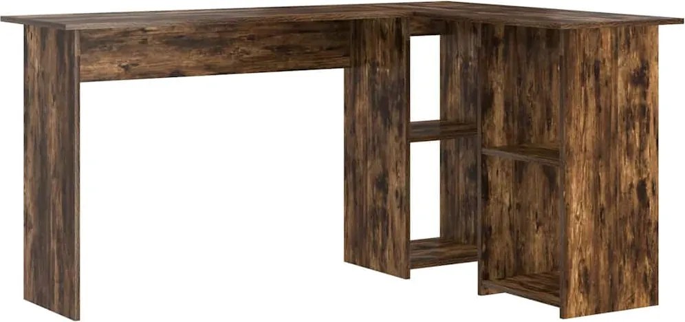 vidaXL Asztal polcokkal Füstölt tölgy 142 x 102 x 73 cm Faanyag