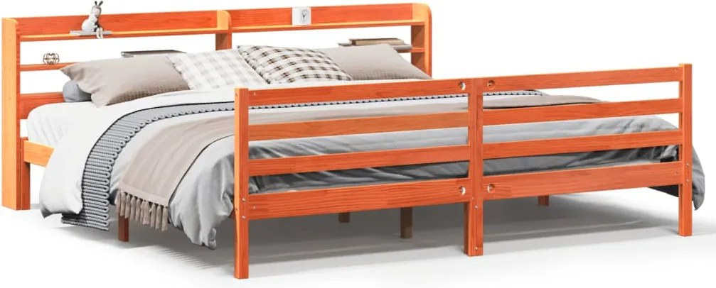 vidaXL viaszbarna tömör fenyőfa ágy matrac nélkül 180 x 200 cm
