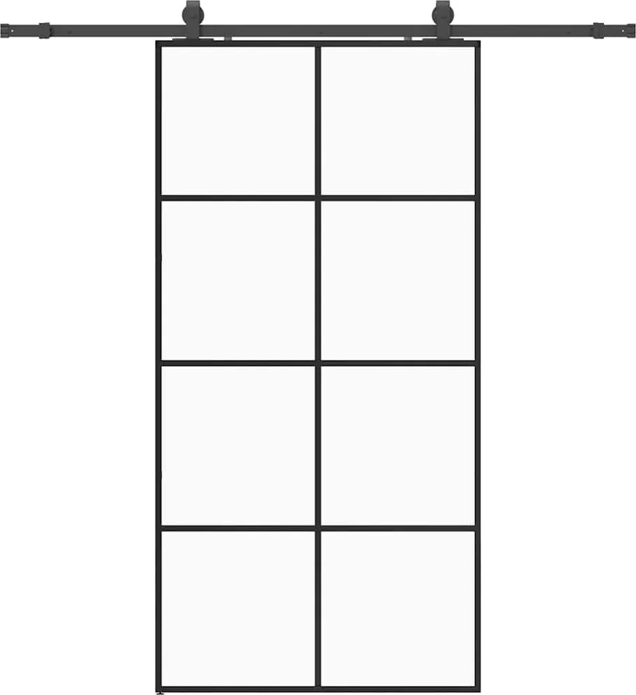vidaXL fekete ESG üveg tolóajtó fémszerelvény-szettel 102,5x205 cm
