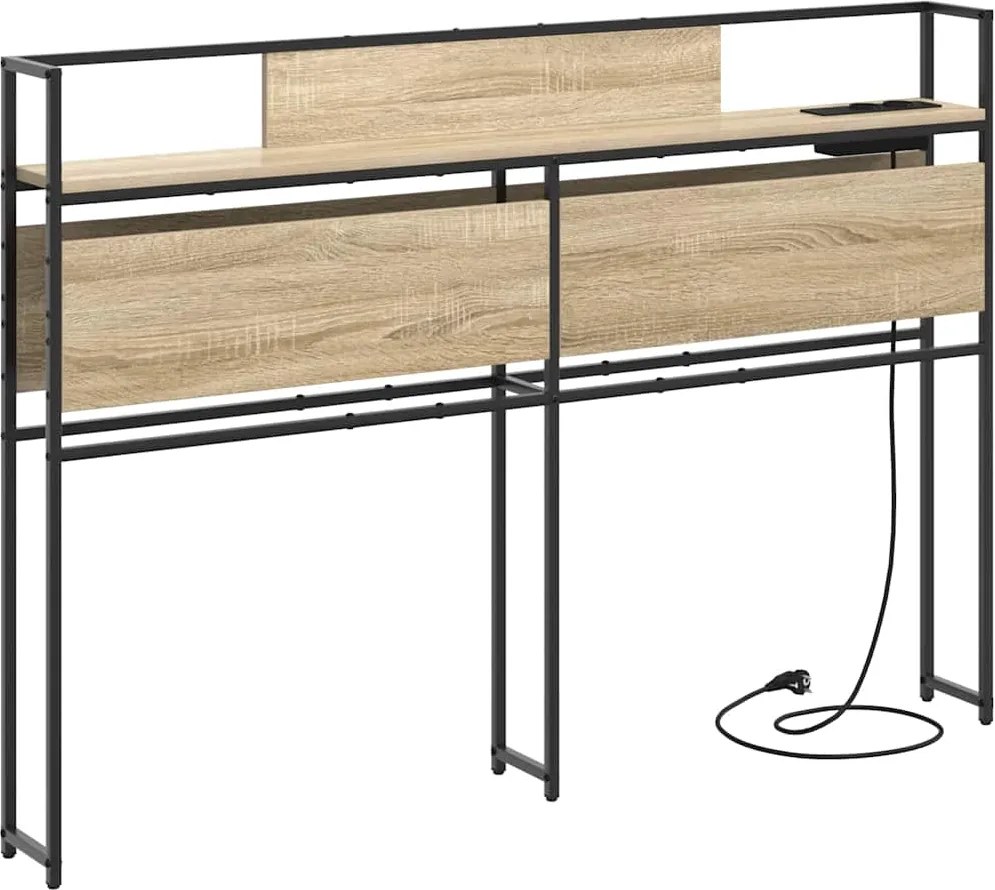 vidaXL Tároló fejtámla polcokkal tárolóval sonoma tölgy 120 cm Faanyag