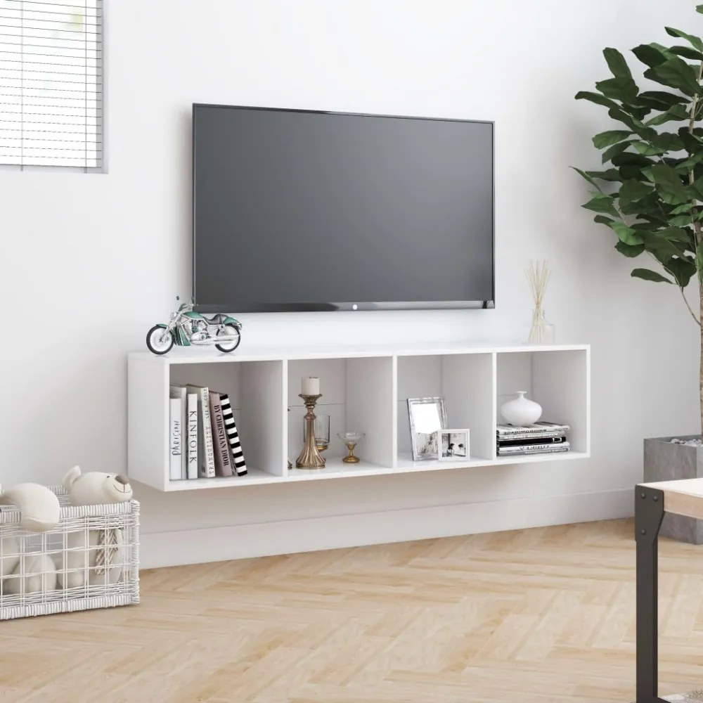 fehér könyv-/TV-szekrény 143 x 30 x 36 cm