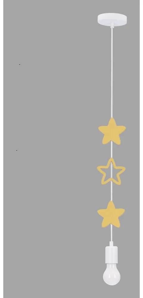 Sárga-fehér gyerek függőlámpa fém búrával Single – Candellux Lighting