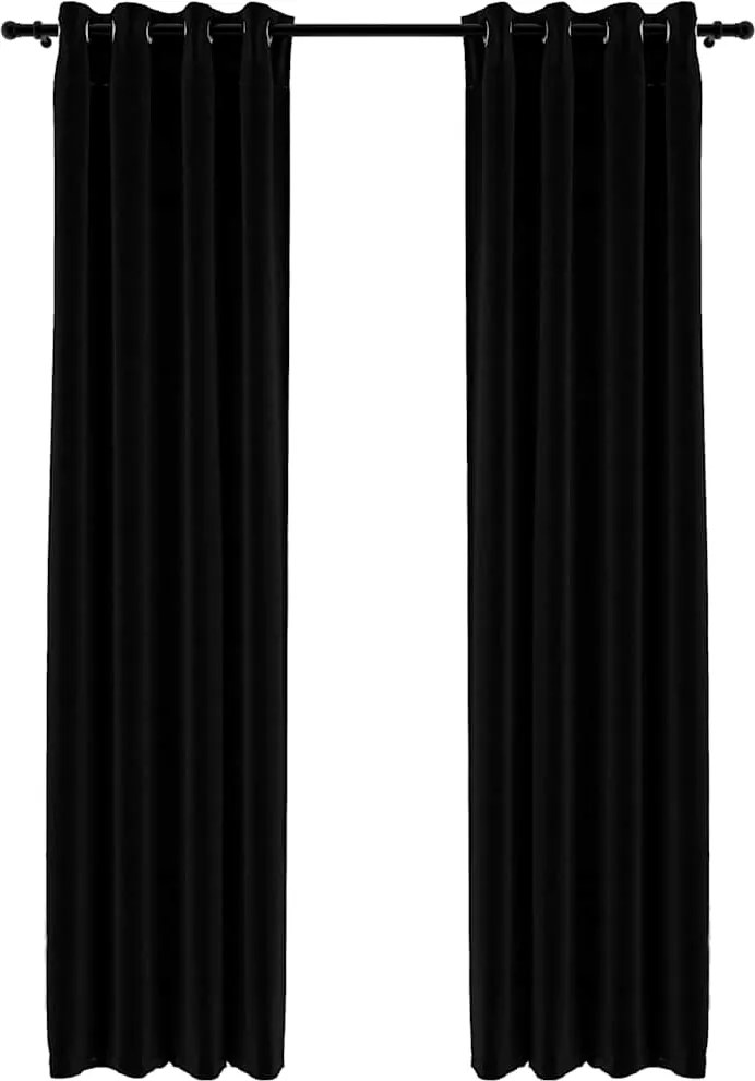 vidaXL 2 db fekete, vászonhatású sötétítőfüggöny fűzőkarikával 140 x 245 cm
