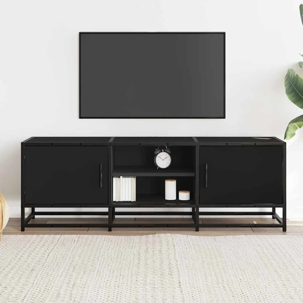 fekete szerelt fa és fém TV-szekrény 120x35x41 cm