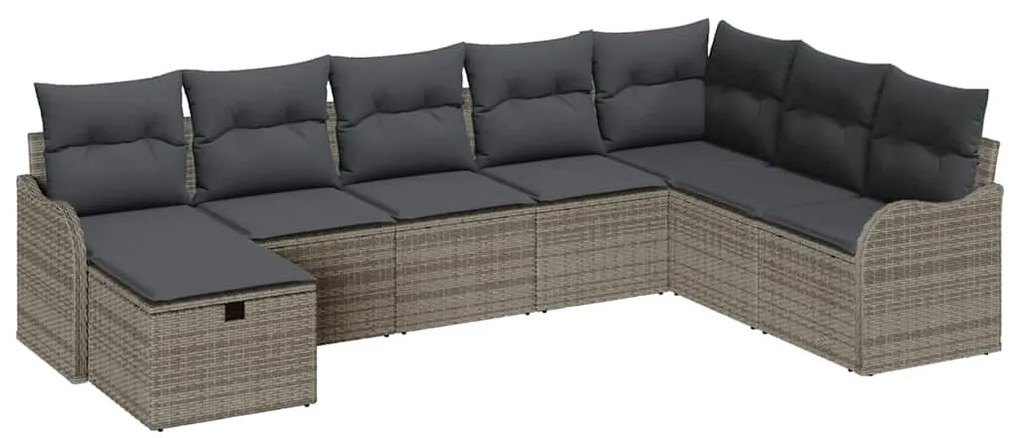 Kerti Kanapé Szett párnával 8 pcs Szürke 287,5 x 177,5 x 85 cm