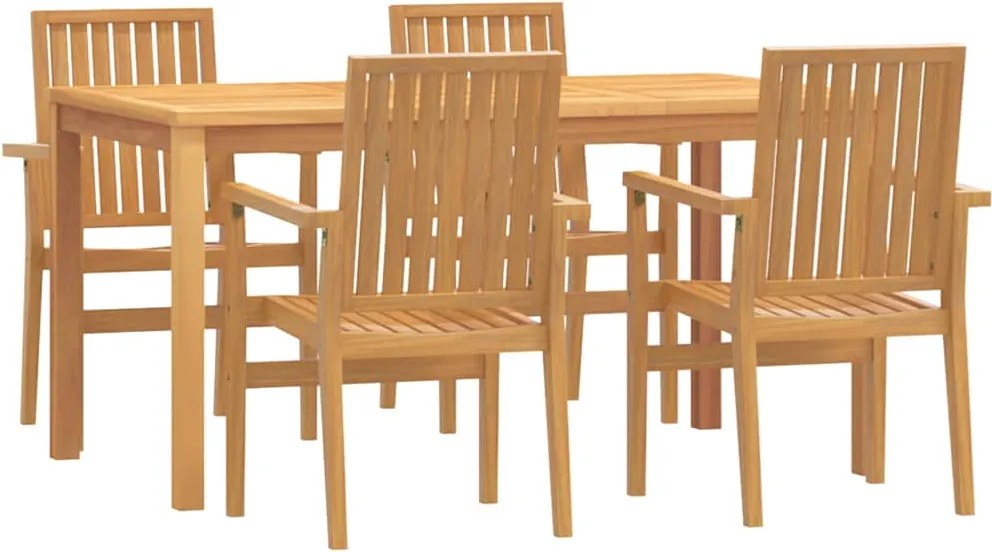 vidaXL 5 részes tömör tíkfa kerti étkezőgarnitúra