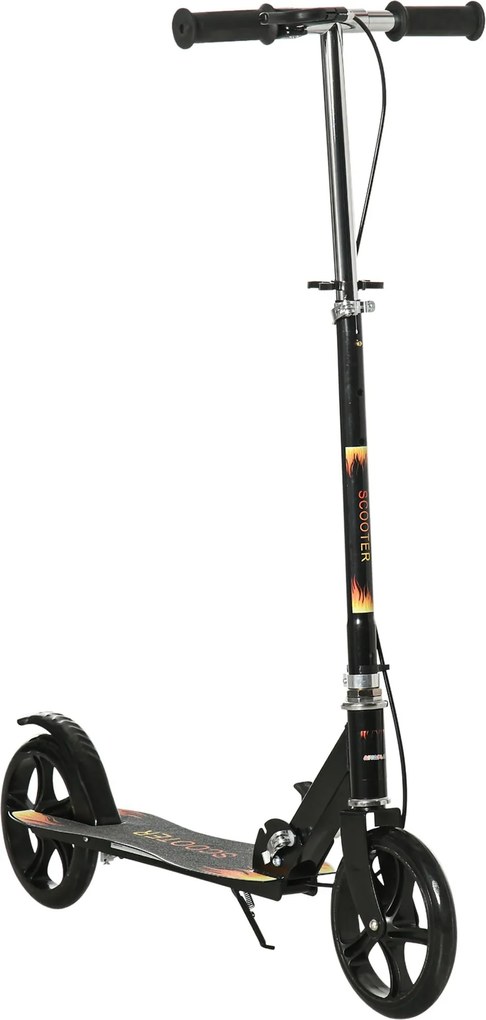 HOMCOM 2-kerekű Összecsukható Roller 7-14 Éves Gyerekeknek Állítható Kormány magasság 3 szinten és Kétféle Fékrendszer - Fekete | Aosom