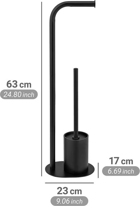 Fekete acél WC-papír tartó állvány WC-kefével Levante – Wenko