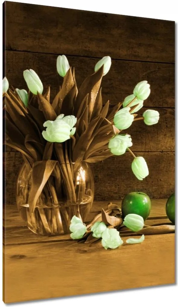 Vászonkép 80x120 Tulipánok szépiában