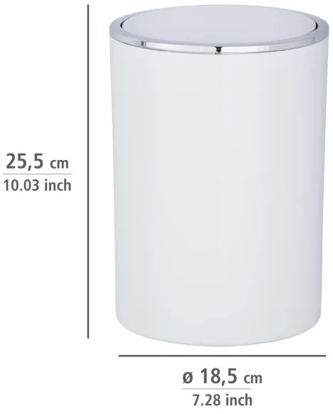 WENKO 22554100 - INCA szemeteskosár 18,5x25,5 cm fehér/fényes króm