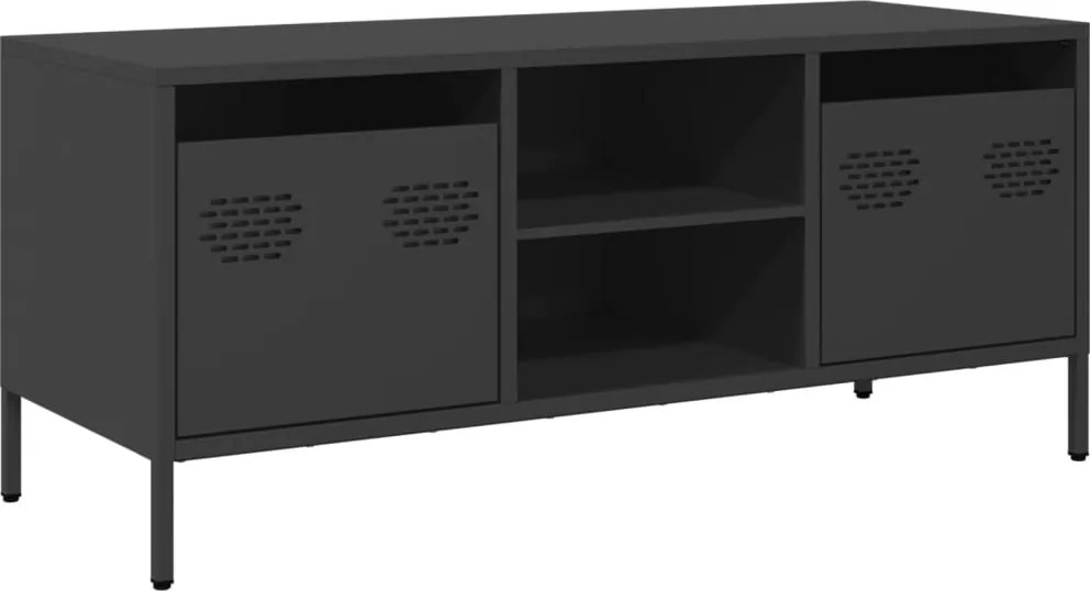 vidaXL fekete hidegen hengerelt acél TV-szekrény 101,5 x 39 x 43,5 cm