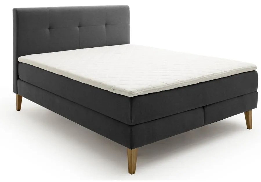 Antracitszürke boxspring ágy 180x200 cm Stockholm – Meise Möbel