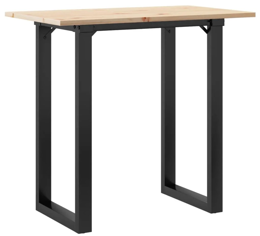 tömör fenyőfa és öntöttvas étkezőasztal O-vázzal 80x50x75,5 cm
