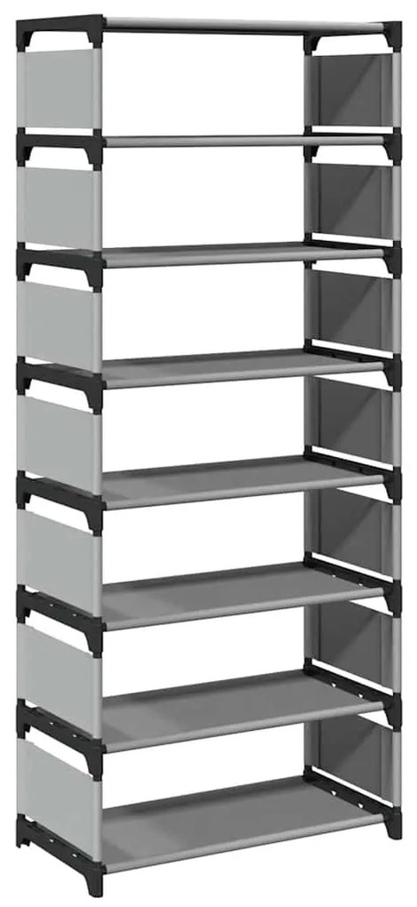 fekete nem szőtt szövetből cipőállvány 8 szintes 54x28x124 cm