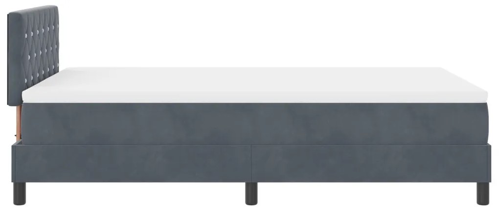 Boxspring Ágy Matraccal Sötétszürke Kicsi Kétszemélyes Bársony