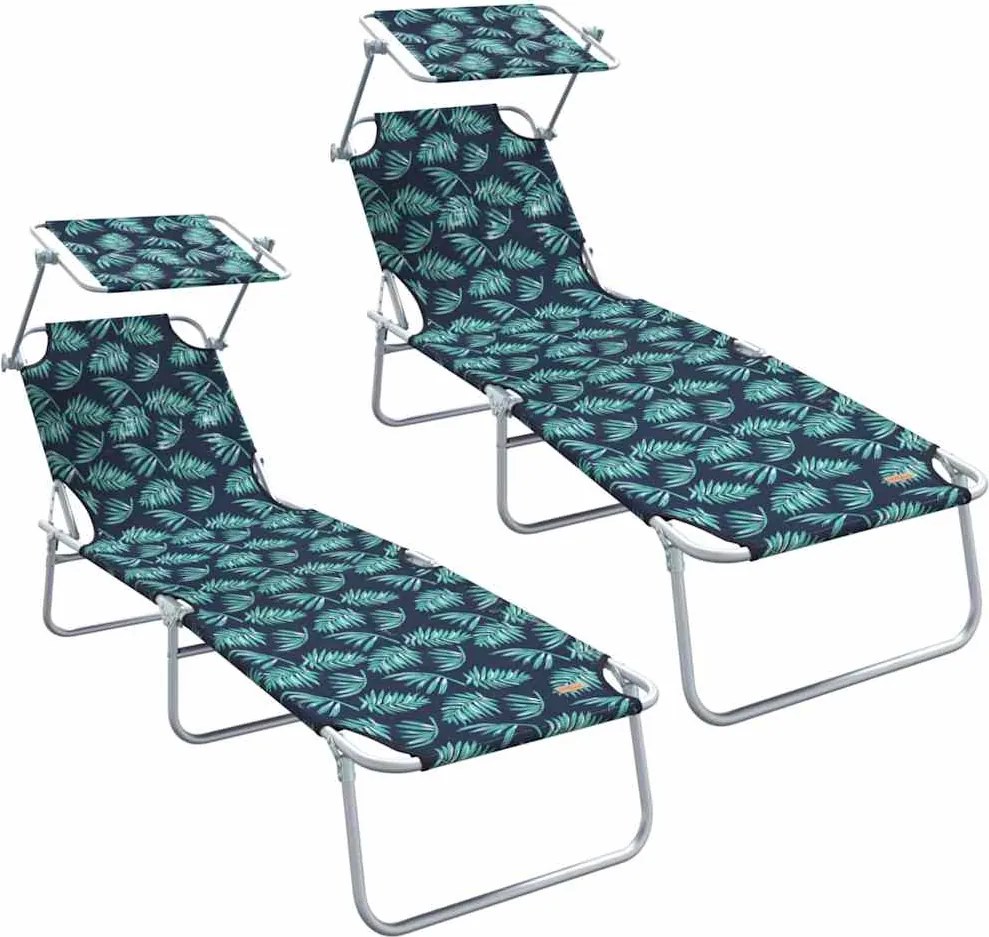 vidaXL Napozó 2 pcs Zöld 58 x 188 x 77cm Poliészter