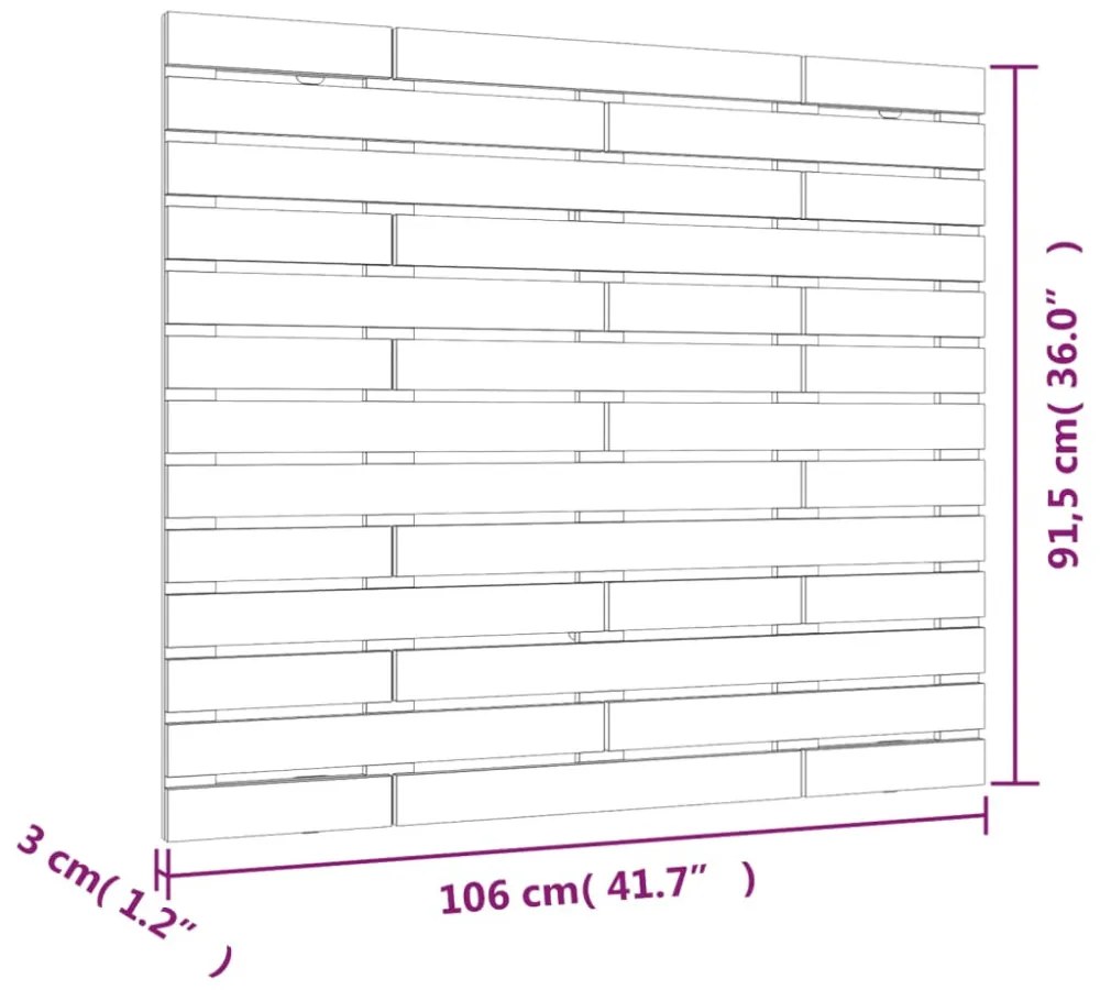 mézbarna tömör fenyőfa fali fejtámla 106 x 3 x 91,5 cm