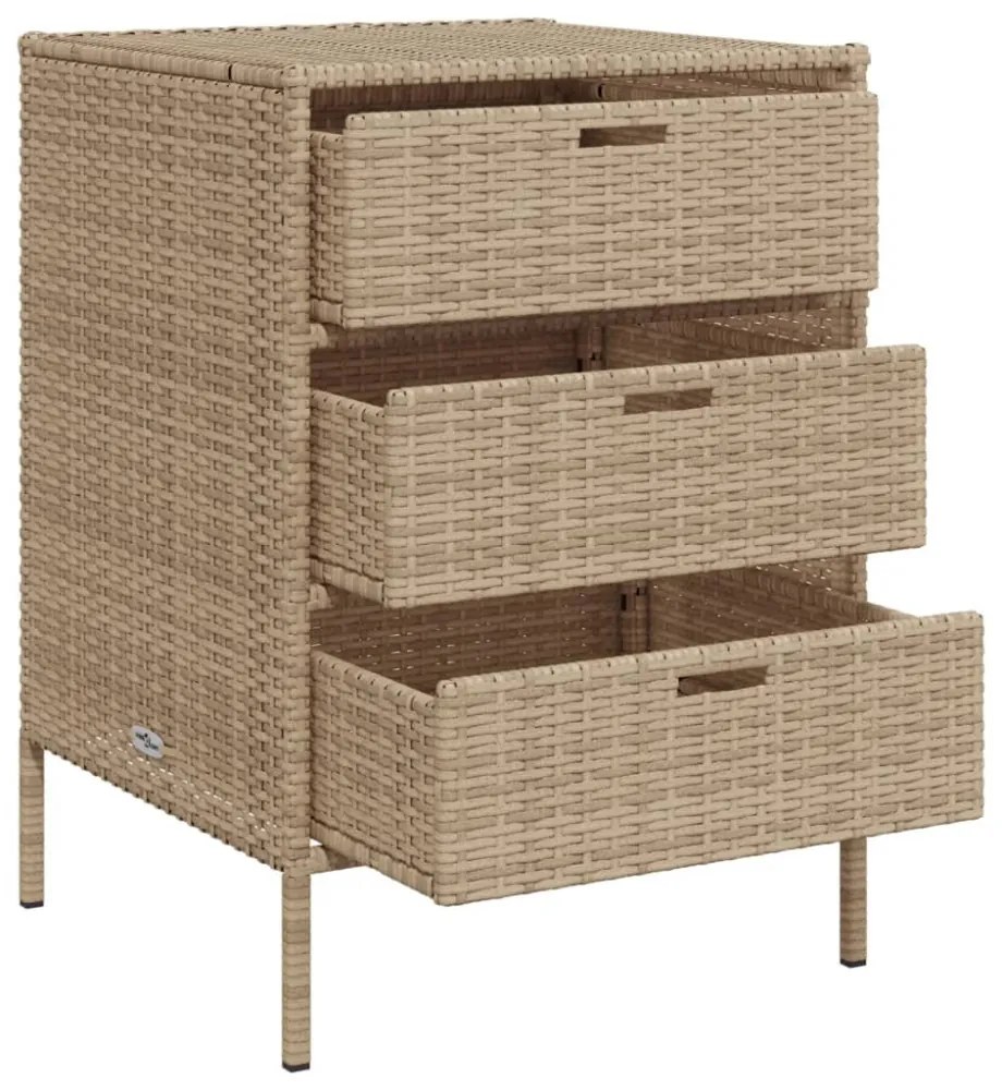 bézs polyrattan kerti tárolószekrény 55 x 59 x 80 cm