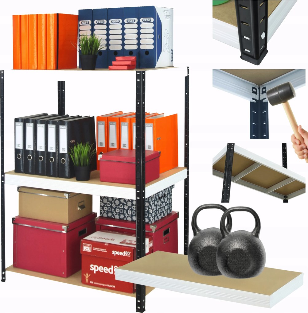 Tárolószekrény garázs fém állvány Helios 106x75x45cm 3Px275kg Pl