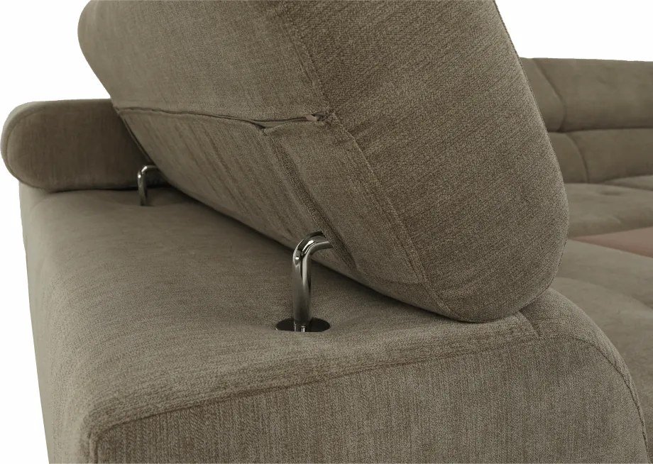 Ülőgarnitúra tárolóhellyel, világosbarna melír, szövet, balos, BUTON R