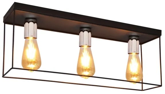 Mennyezeti lámpa FINN 3xE27/15W/230V fekete/króm