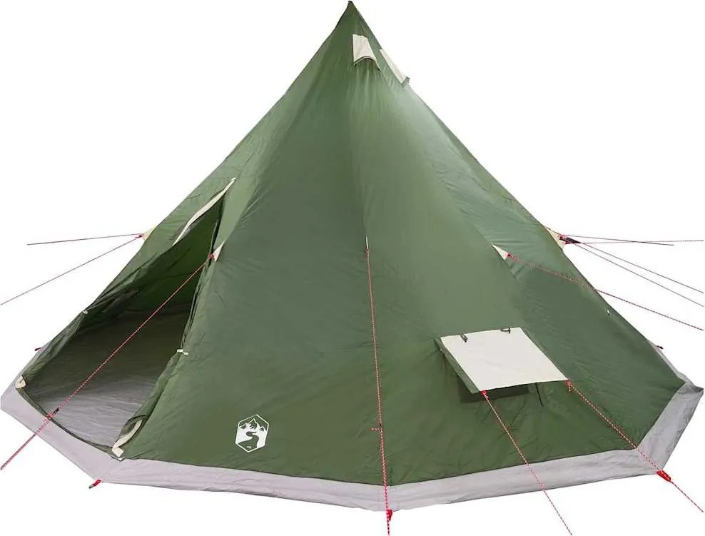 vidaXL Családi Tipi sátor Tipi tetővel Zöld 560 x 560 x 300 cm