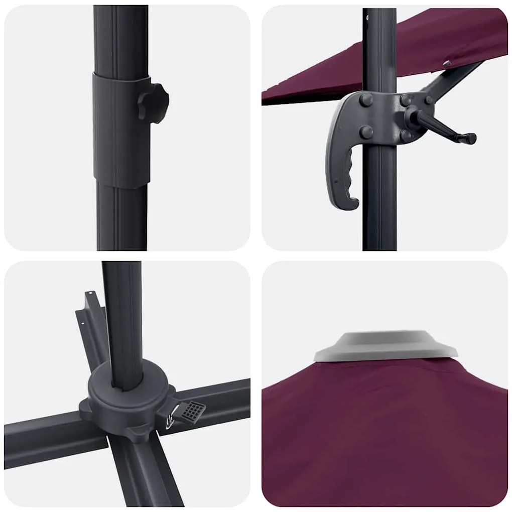 Cantilever Roma Napernyő Piros és Fekete 352 x 251 x 260 cm