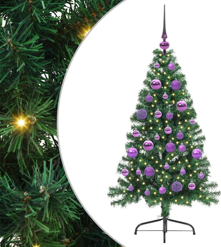 vidaXL Mesterséges, előre világított karácsonyi fa Zöld 120 cm PVC