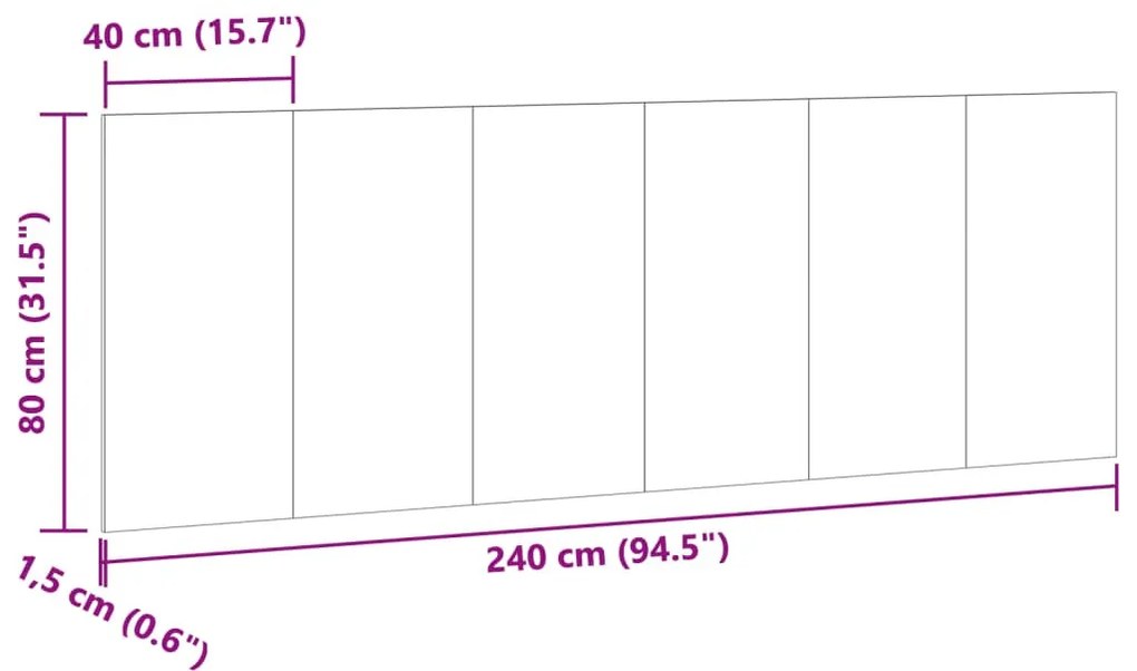 antik fa színű szerelt fali fejtámla 240 x 1,5 x 80 cm