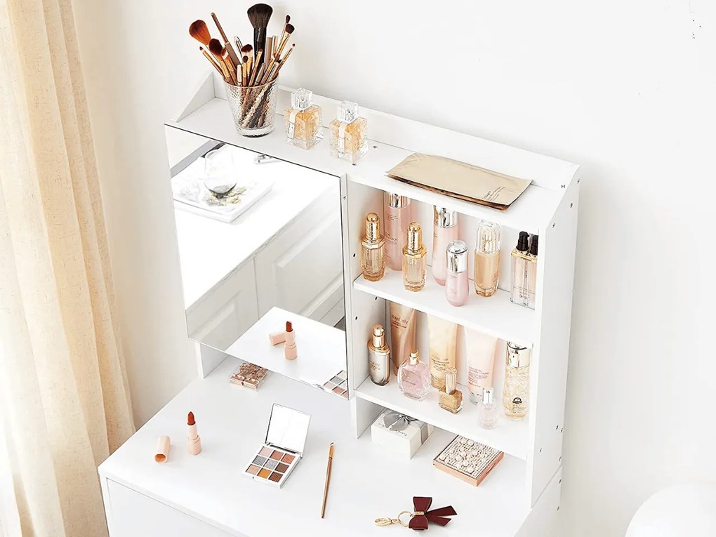 Fésülködőasztal tükörrel LUNAVI 70x40 cm, fehér