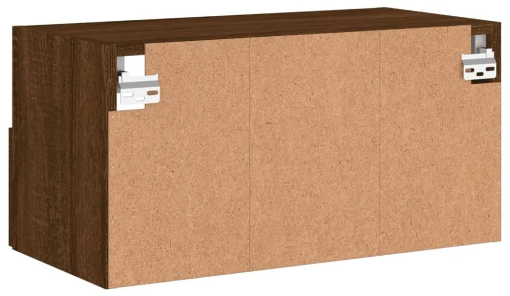 barna tölgyszínű szerelt fa fali TV-szekrény 60 x 30 x 30 cm